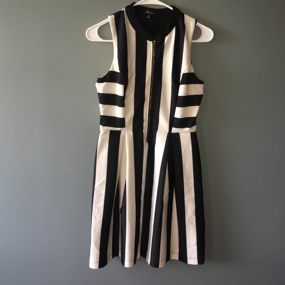 Striped Dress with Zipper Front